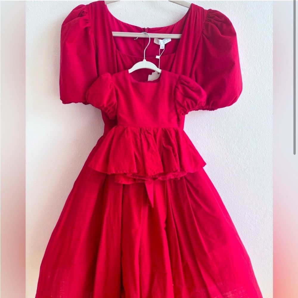 Ivy City Co Red Cupcake Dress size XS with 3-6 months mini ❤️